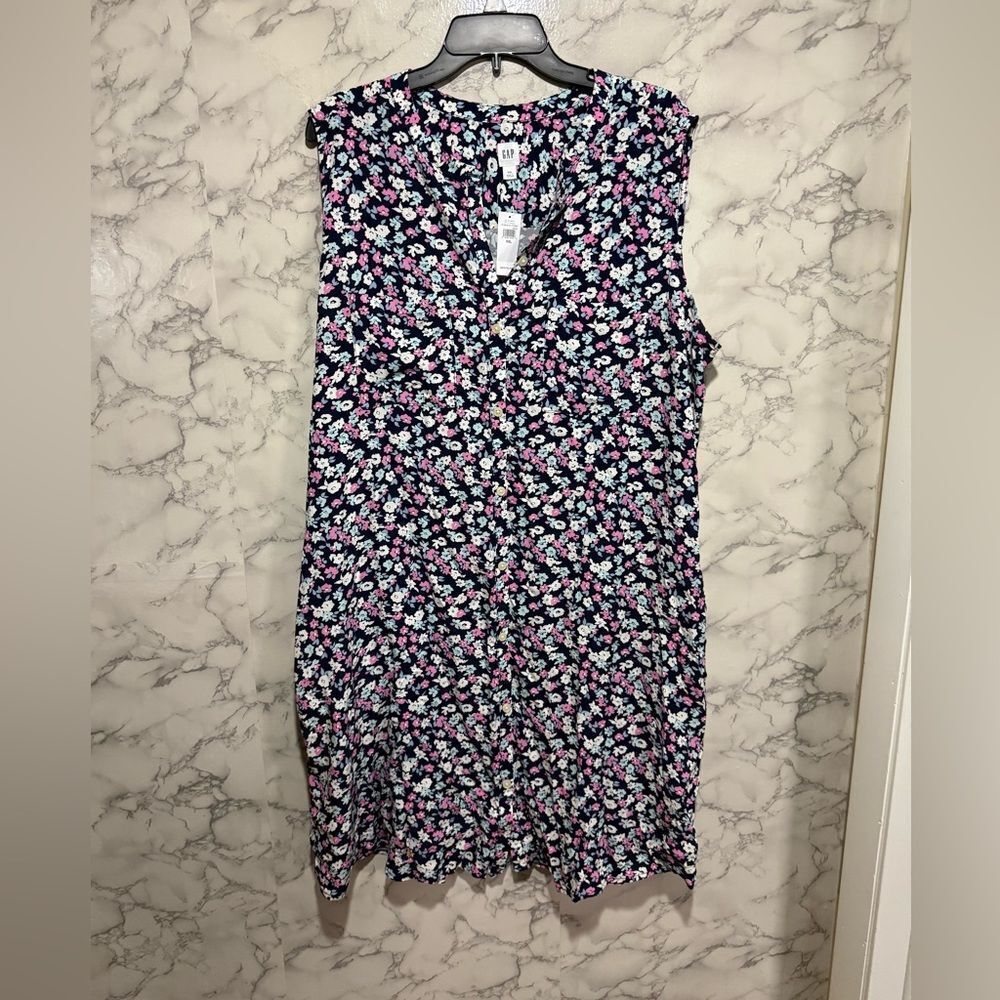 NEW GAP Floral Midi Dress in Pink and White Plus XXL